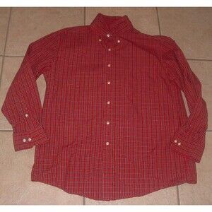 TOMMY HILFIGER Mens Sz XL Slim Fit Casual or Dress Red Plaid Button Up Shirt
